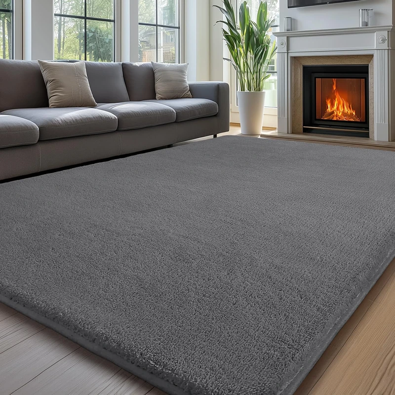 Sour Lemon Carpet Rugs Living Room Large 120 x 170, Grey Rug for Bedroom Washable Area Rugs Anti Slip Fluffy Rug Shaggy Cream Rug Carpets Extra Large Rugs for Living Room Kids Room