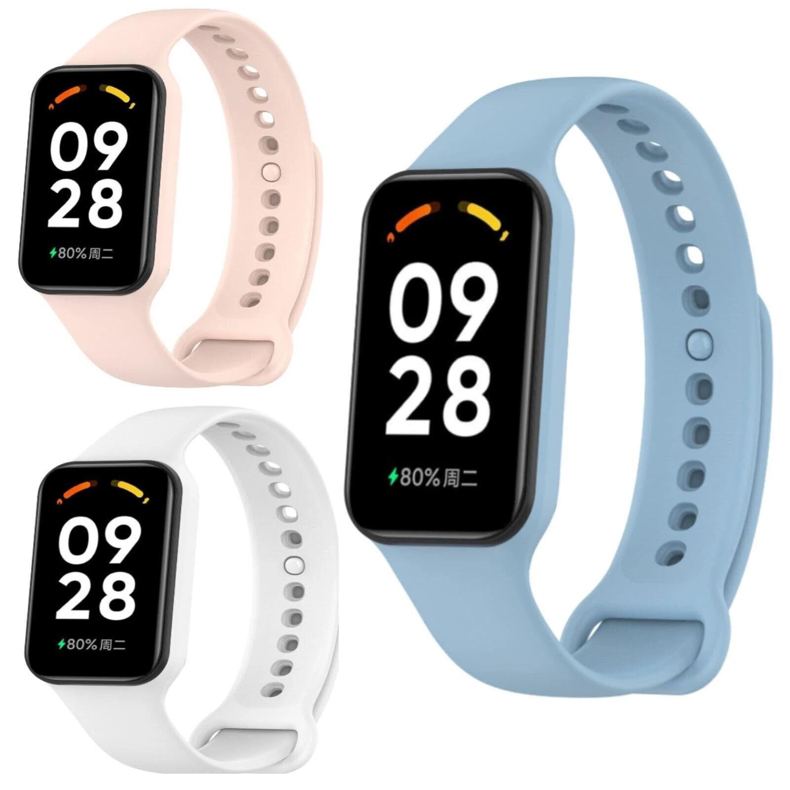 Panda Bobo for Xiaomi Redmi Smart Band 2 Wrist Strap Replacement Silicone Sport Watch Band (Pack B - 3 Straps)