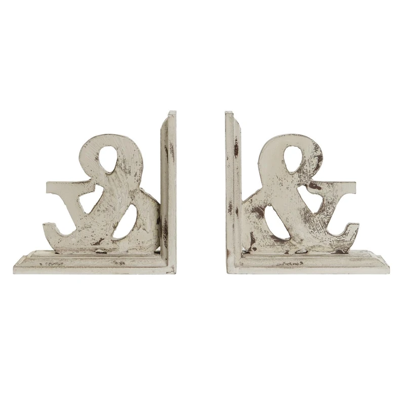 Sujetalibros Set of 2 MDF 26 x 12 x 26 cm Envejecido White