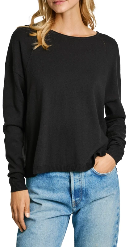 Pepe Jeans Women's Isela Crew Neck, Knitwear, Black, S