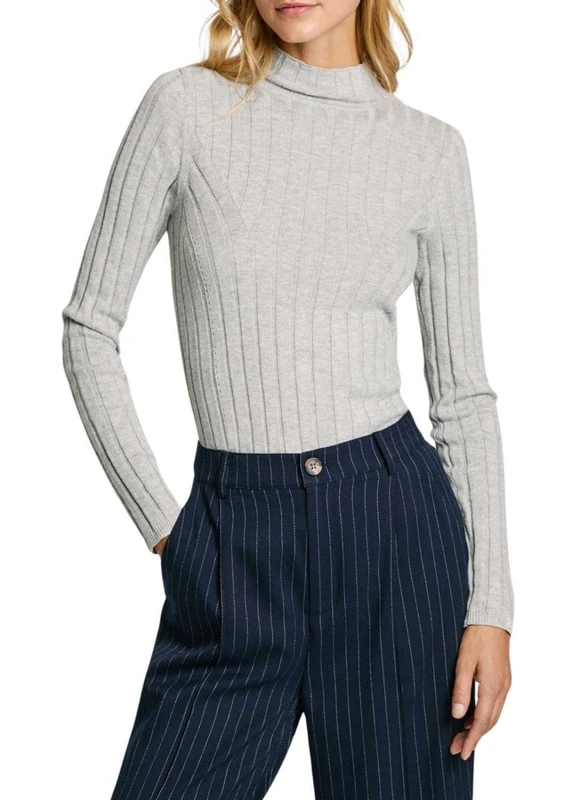 Pepe Jeans Women's Izabel Turtleneck Knitwear, Grey (Light Grey), L