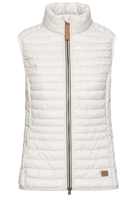 camel active Women's Recycled Polyamide Quilted Vest, wool white, 22