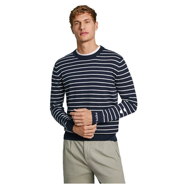 Pepe Jeans Men's New Andre Stripes, Knitwear, Blue, XS