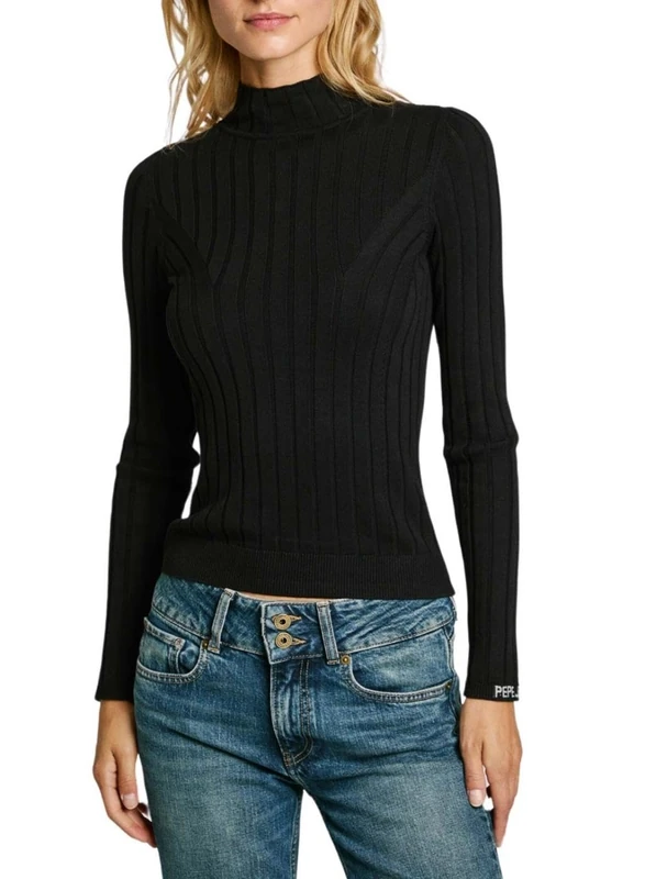 Pepe Jeans Women's Izabel Turtleneck, Knitwear, Black, XL