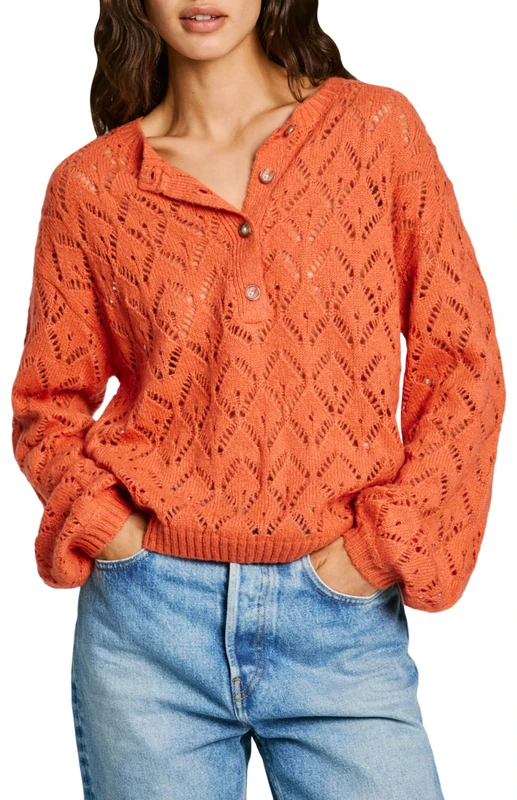 Pepe Jeans Women's Hailey Polo, Knitwear, Orange, XS
