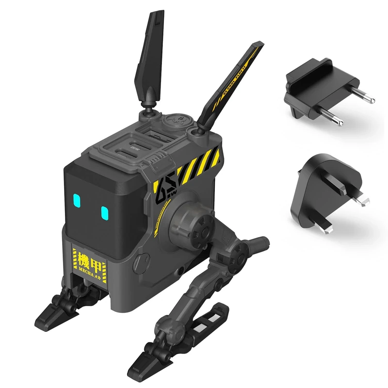 GravaStar Alpha 65W GaN Fast Charger, 3-Port Fast Charger with Multi Plug for Travel, Worldwide Universal Charger for UK/EU/USA, Foldable Wall USB C Charger for iPhone, MacBook, iPad, Galaxy (Black)