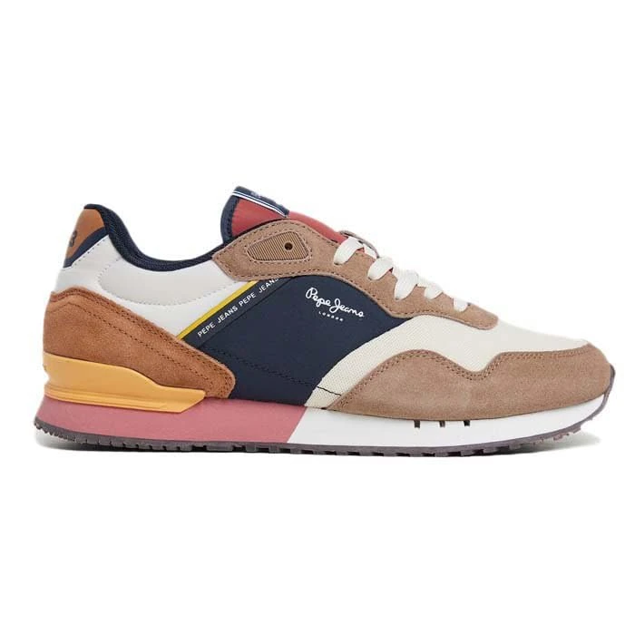 Pepe Jeans Men's London Grade M Sneaker, Brown Dark Stone Beige, 6 UK