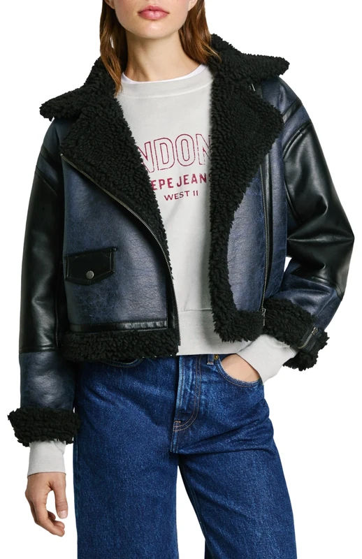 Pepe Jeans Women's Brooklyn, Jacket, Blue, M - Image 1