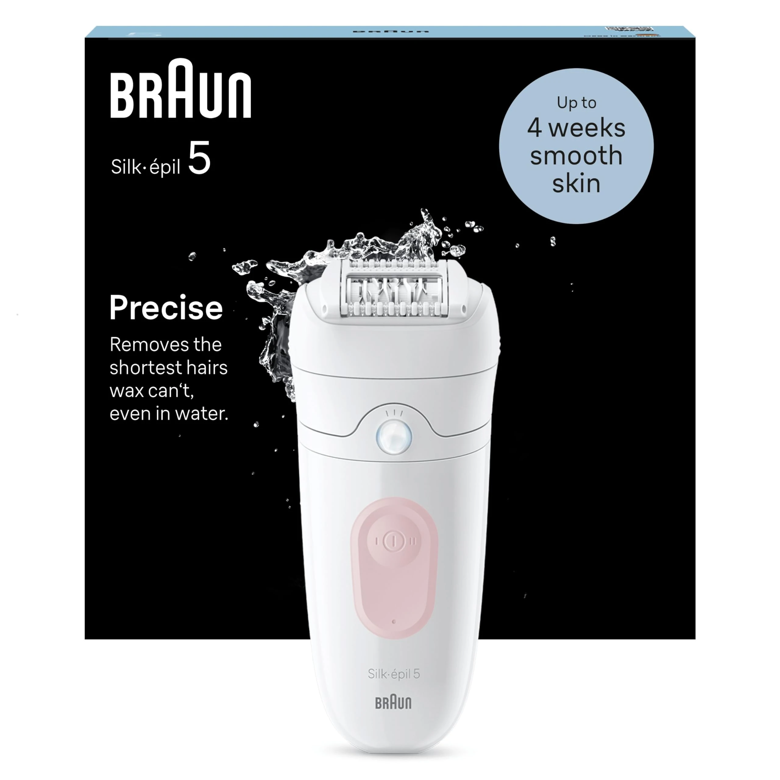 Braun Silk-épil 5, Epilator for Easy Hair Removal, Wet & Dry, Lasting Smooth Skin, 5-000, White/Flamingo with EU Plug