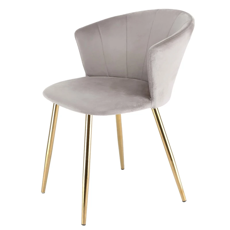 RayGar Dunel Accent Dining Chair with Petal Back Armchair With Golden Chrome Finish Metal Tube Legs (Taupe)
