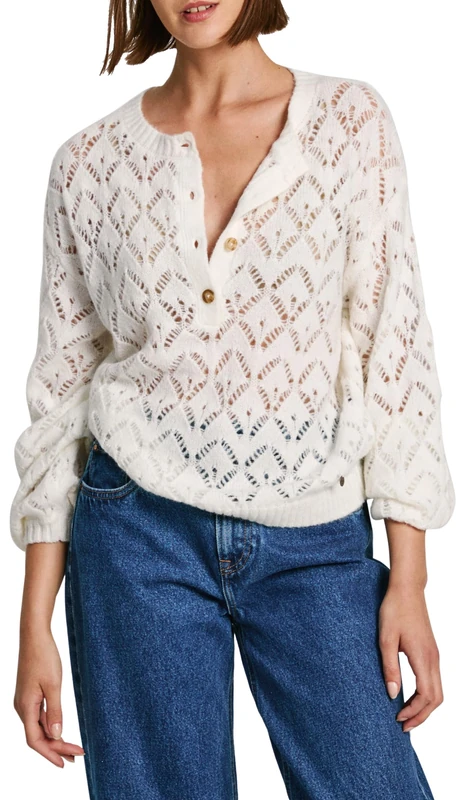 Pepe Jeans Women's Hailey Polo, Knitwear, White, L