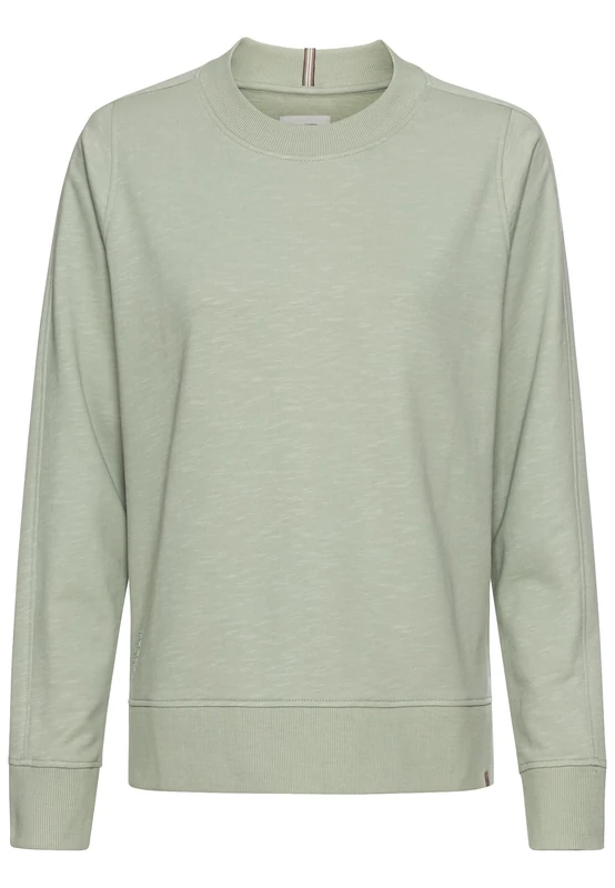 camel active Women's Crew Neck Sweatshirt Made of Pure Cotton, grey-green, S