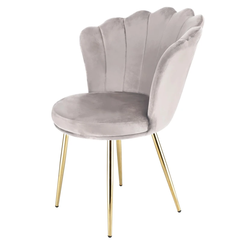 RayGar Genesis Mini Flora Accent Chair with Petal Back Armchair With Golden Chrome Finish Metal Tube Legs (Taupe)