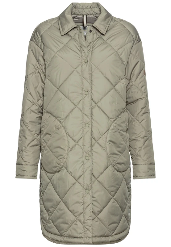 camel active Women's Recycled Polyester Quilted Coat, Sage Green, 12 - Image 1