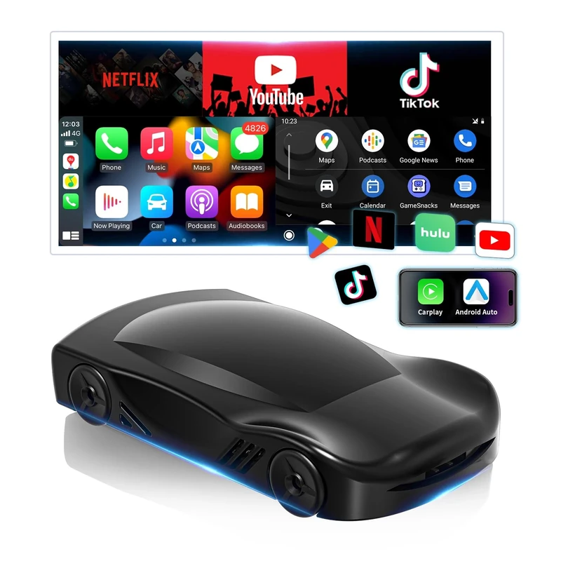 Adelagnes C6 Wireless CarPlay Adapter and Wireless Android Auto 3 in 1 Adapter,Carplay AI Box Equipped with Android 11 System/Qualcomm Snapdragon 8 Core CPU,Suitable for Cars with CarPlay Function