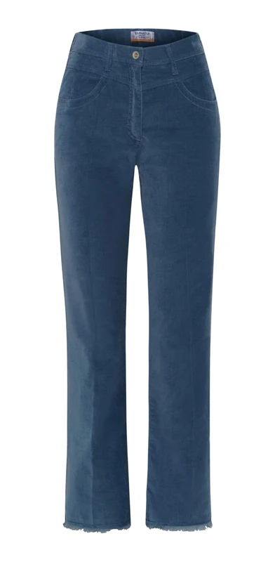 Raphalea by Brax Women's Laura Kick 6/8 Magic Waist Soft Corduroy Super Slim Trouser, Smoky Blue, 36W x 32L