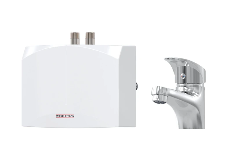 STIEBEL ELTRON DNM 3 + MAE-W Hydraulic Mini Flow Water Heater with Tap for Basin, 3.5 kW, with Plug 230 V, VDE Tested, 205970