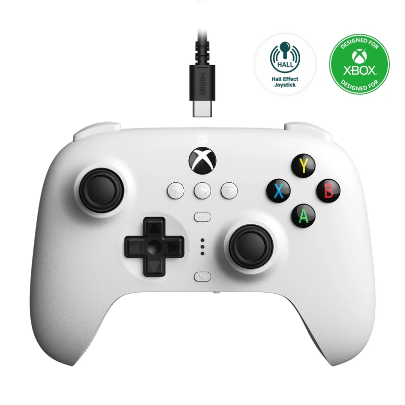 8Bitdo Ultimate Wired Controller for Xbox, Hall Effect Joystick Update, Compatible with Xbox Series X|S, Xbox One, Windows 10 & Windows 11 - Officially Licensed (White)