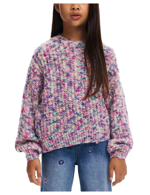 Desigual Girl's GIRL FLAT KNIT PULLOVER Sweatshirt, Red