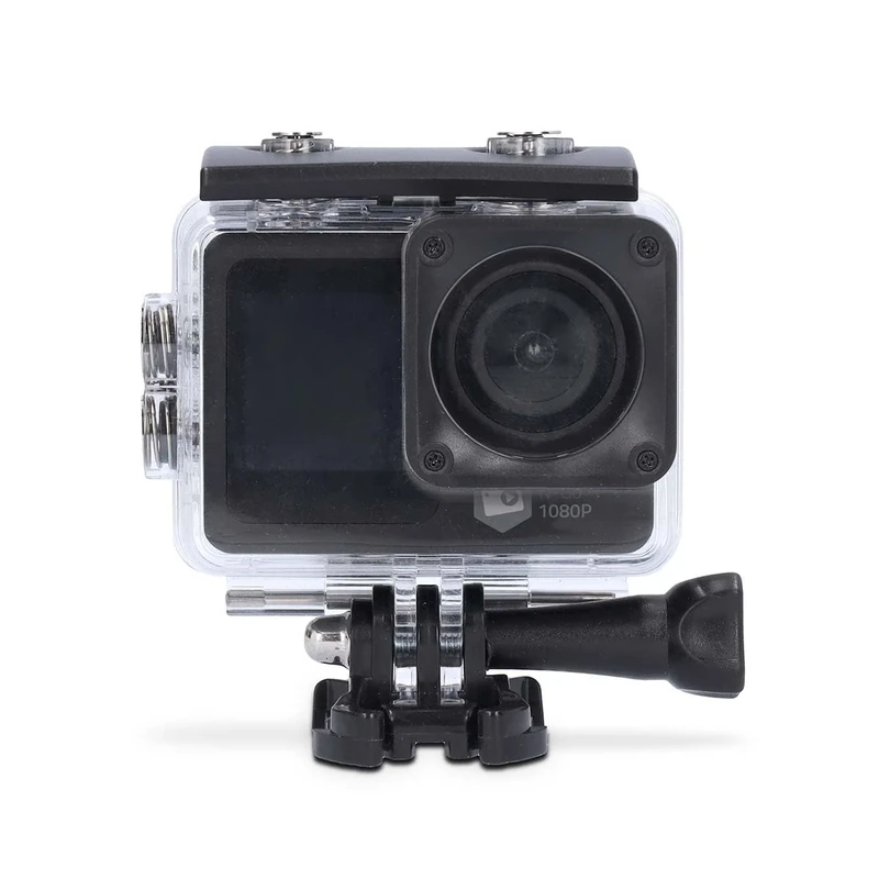 NEDIS Dual Screen Wi-Fi Action Cam, 1080p 30fps HD Video, 12MP Photos, 2” TFT Back Screen 1.3” Front Screen, Waterproof 30m, Burst Mode, Loop Recording