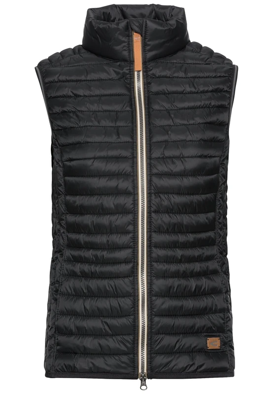 camel active Women's Recycled Polyamide Quilted Vest, black, 8
