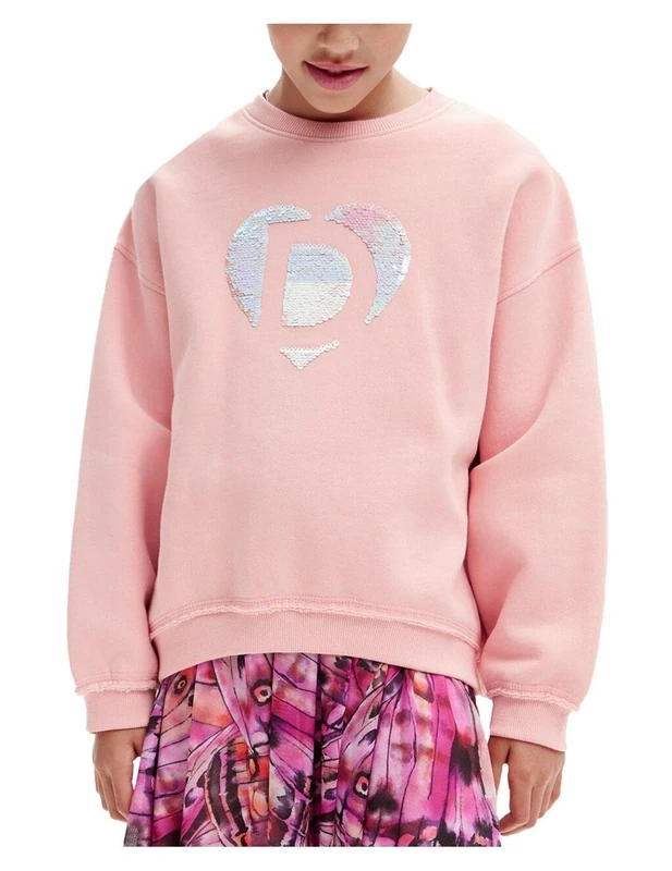 Desigual Girl's GIRL KNIT SWEAT LONG SLEEVE Sweatshirt, Red
