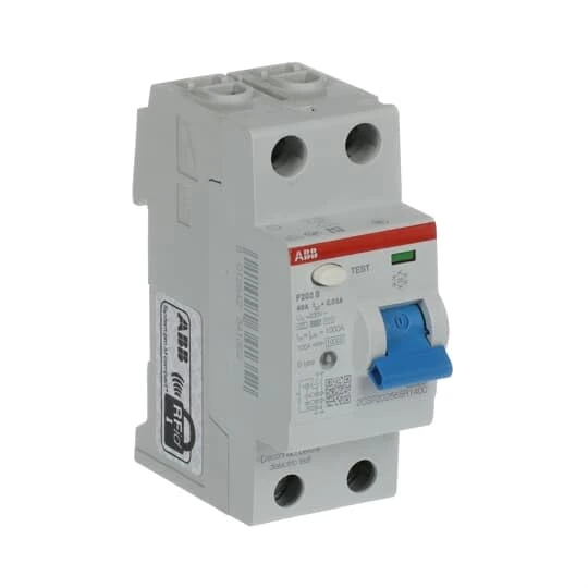 ABB Protecta Plus F202 B-40/0.03 Residual Current Circuit Breaker • 2 Pole • 40A • Type B • 30mA • RCCB • DIN Rail • F200 Series • Earth Fault Protection • 2CSF202568R1400