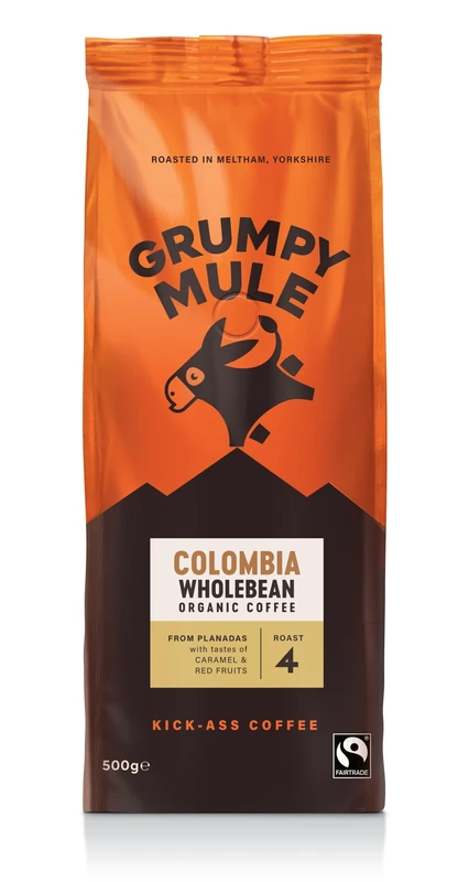 Grumpy Mule Colombia Planadas Organic (Whole Coffee Beans) with notes of Caramel and Red Fruits 500g