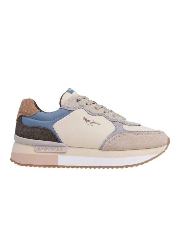 Pepe Jeans Women's Rusper Mania Sneaker, Beige Off Lace Beige, 3 UK