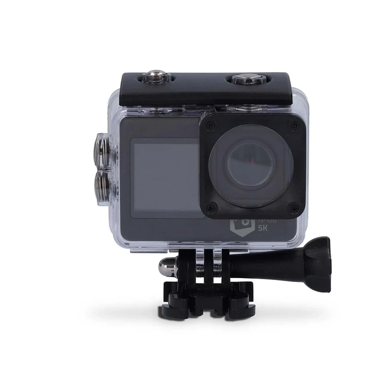 NEDIS Dual Screen Action Cam, 5K Ultra HD 30fps, 16MP 170° Wide Angle, Waterproof 30m, Wi-Fi Live Stream with 2” TFT Rear Screen & 1.3” Front Screen, Built-in Mic, Mounting Kit Included