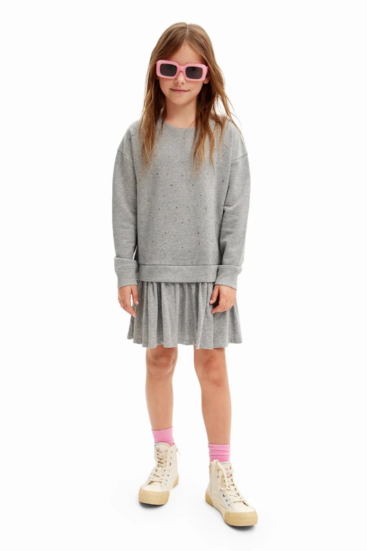 Desigual Girl's Girl Knit Dress Long Sleeve Dress, Black