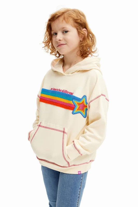 Desigual Girl's GIRL KNIT SWEAT LONG SLEEVE Sweatshirt, White