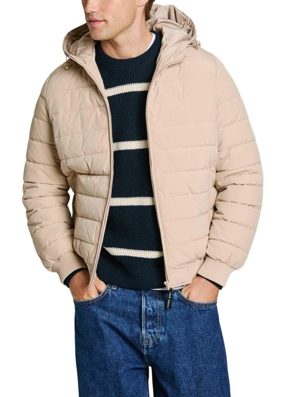 Pepe Jeans Men's Tomek Jacket, Brown (Concrete Beige), M