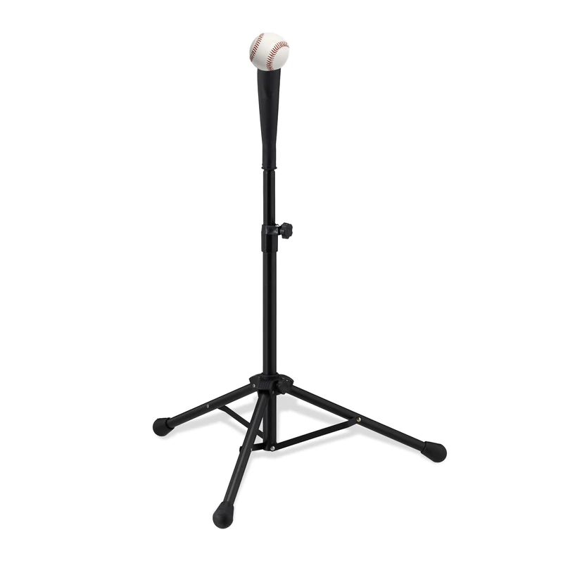Relaxdays Batting Tee, Baseball & Softball Stand, Sports Tripod, Trainging, Height-adjustable, H: 72 to 121 cm, Black, Aluminium, 121 x 55 x 46 cm