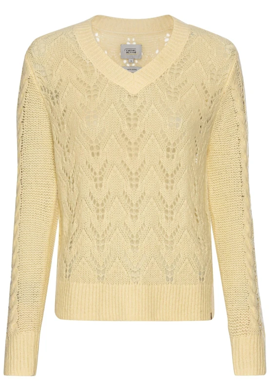 camel active Women's V-Neck Jumper, Vanilla, XL