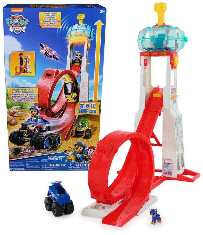 Paw Patrol Rescue Wheels Super Loop Tower HQ Playset, Lights & Sounds