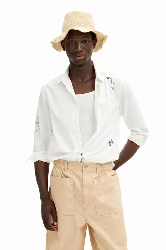 Desigual CAM_Amadeo, 1000 Blanco, XL, White, Collar Size: 17.5 - Image 1