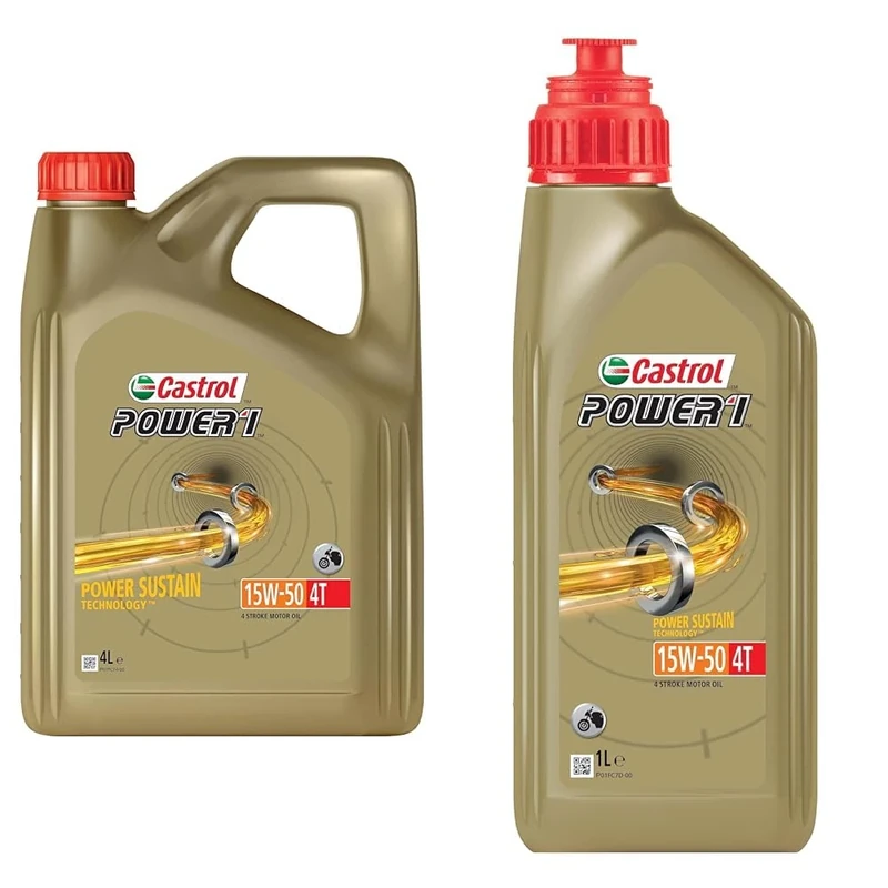 Castrol POWER1 4T 15W-50 Motorcycle Oil 4L + Castrol POWER1 4T 15W-50 Motorcycle Oil 1L