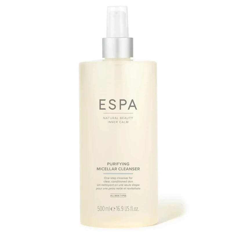 ESPA | Purifying Micellar Cleanser | Supersize | 500ml | Hyaluronic Acid, Rose Water & Witch Hazel | One-step Cleanser for Clear Conditioned Skin | Purifies & Tones