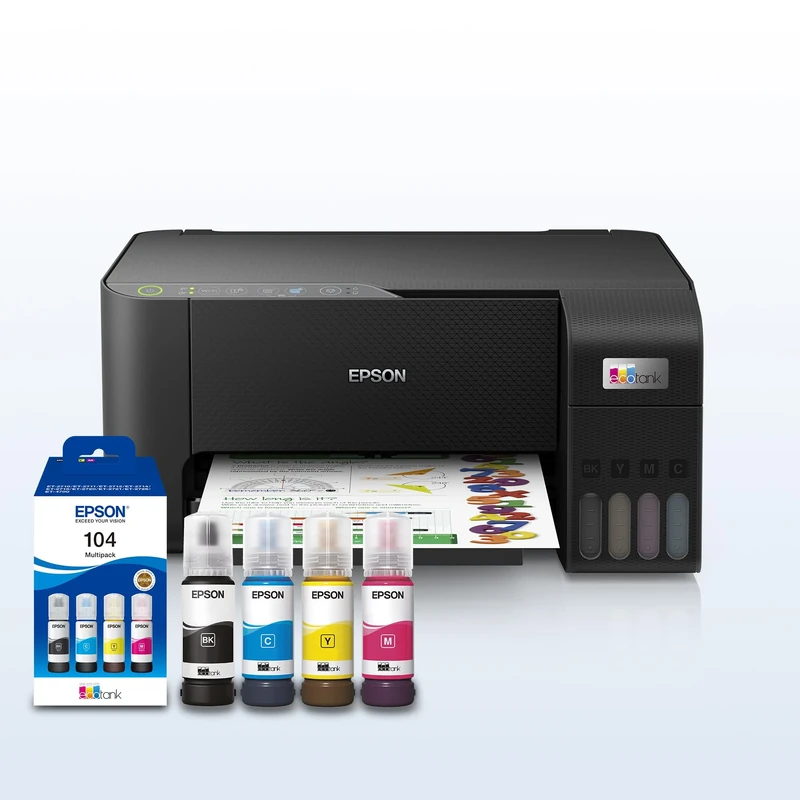 Epson EcoTank ET-2861 A4 Multifunction Wi-Fi Ink Tank Printer, With Up To 3 Years Of Ink Included EcoTank 104 Genuine Multipack Ink Bottles