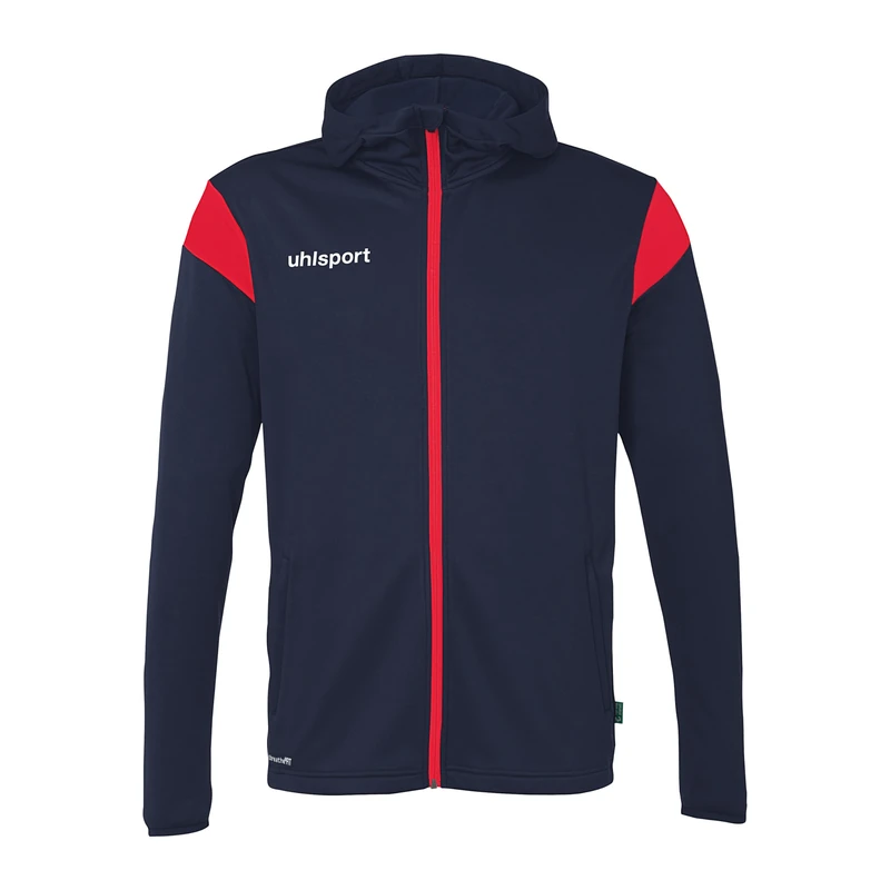 uhlsport Football Squad 27 Track Hood Jacket Unisex Training Jacket Sports Jacket Sweat Shirt with Hood and Stand-Up Collar Navy/Red