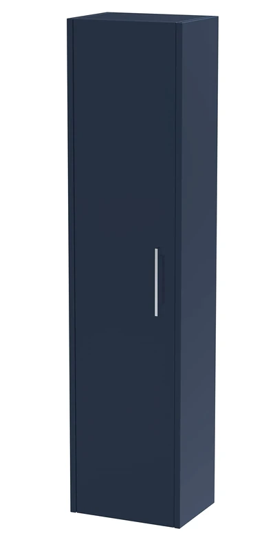 Hudson Reed NPF2961 Juno Modern Bathroom Wall Hung 1 Soft Close Door Tall Storage Unit, 350mm, Midnight Blue