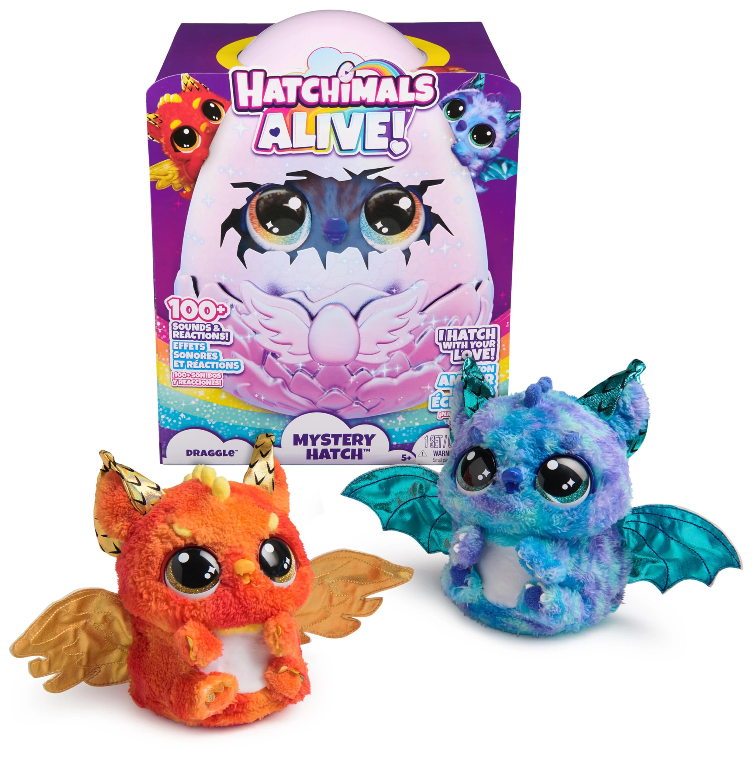 Hatchimals Alive, Mystery Hatch Draggle, Surprise Interactive Toy and Egg with Mist, Lights and Sounds (Styles May Vary), Kids’ Toys for Girls and Boys