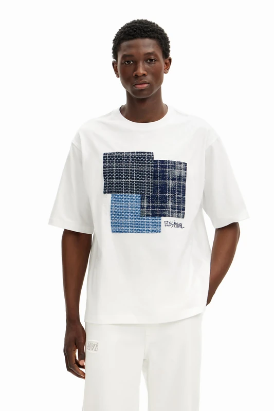 Desigual TS_Arnoldo, 1000 Blanco, XL, White, Collar Size: 17.5