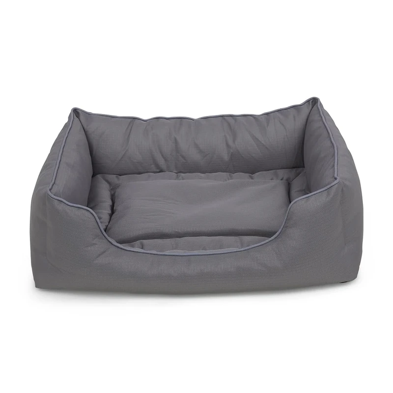 Petface Planet Ocean Cycle Square Dog Bed with Reversible Cushion, Grey, Large (Pack of 1)
