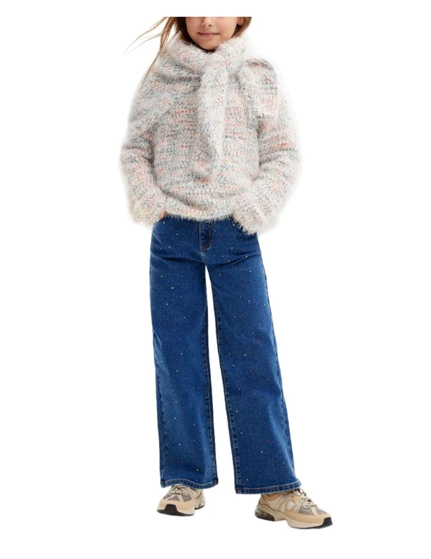 Desigual Girl's GIRL FLAT KNIT PULLOVER Sweatshirt, White