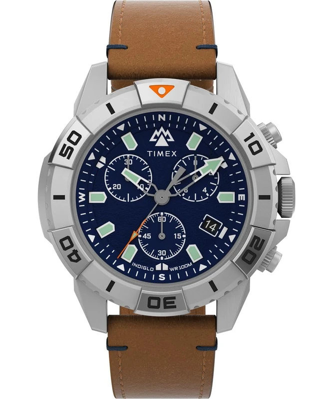 Timex Men's Chronograph Quartz Watch with a Leather Strap Ridge Chrono