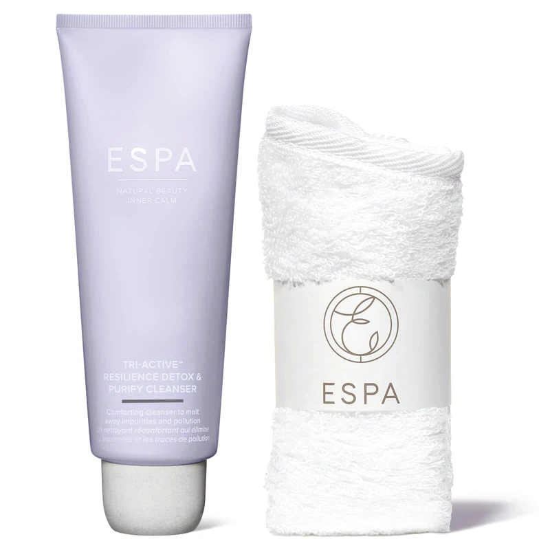 ESPA | Tri-Active™ Resilience Detox & Purify Cleanser | 100ml | Melts Away Makeup, Dirt & Oil | Protects Skin's Microbiome | Cream to Oil | Includes 100% Cotton Cloth