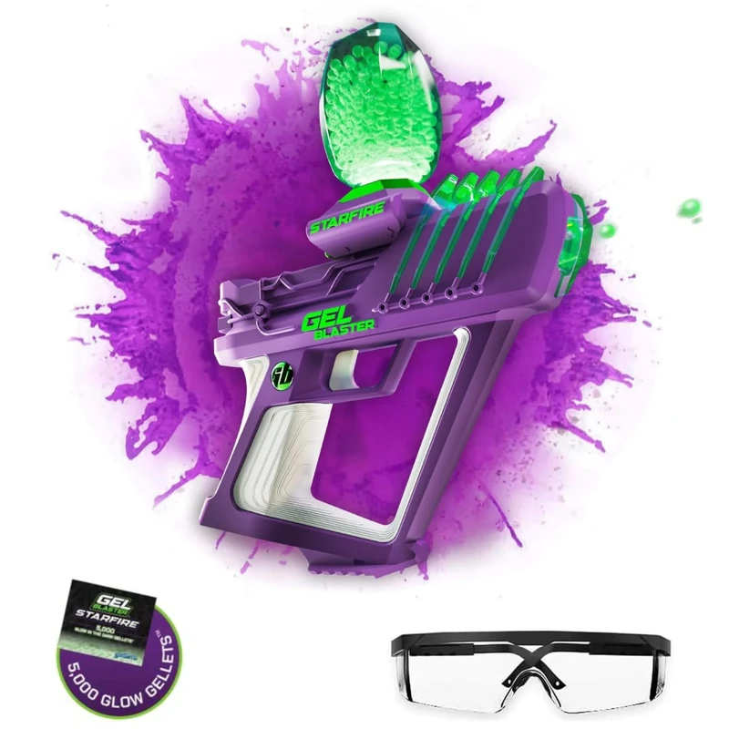 Gel Blaster Surge Starfire - High Performance Glow In The Dark Gel Ball Blaster | High-Capacity Semi & Automatic Modes | 5,800 Rounds | 30M Range | Ages 14+