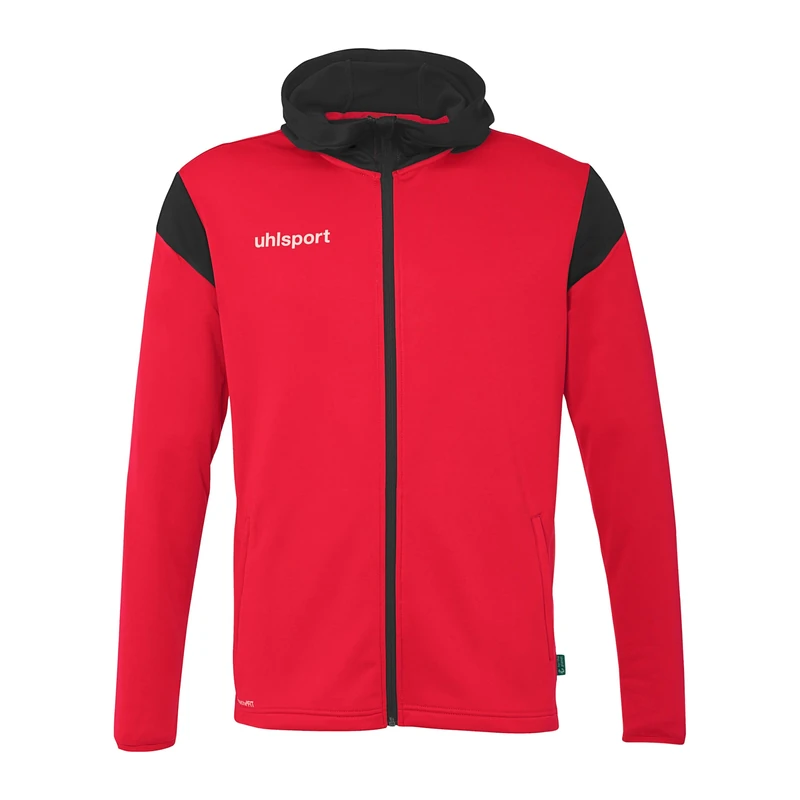 uhlsport Football Squad 27 Track Hood Jacket Unisex Training Jacket Sports Jacket Sweat Shirt with Hood and Stand-Up Collar Red/Black
